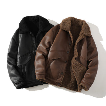 Fleece-Lined Leather Jacket