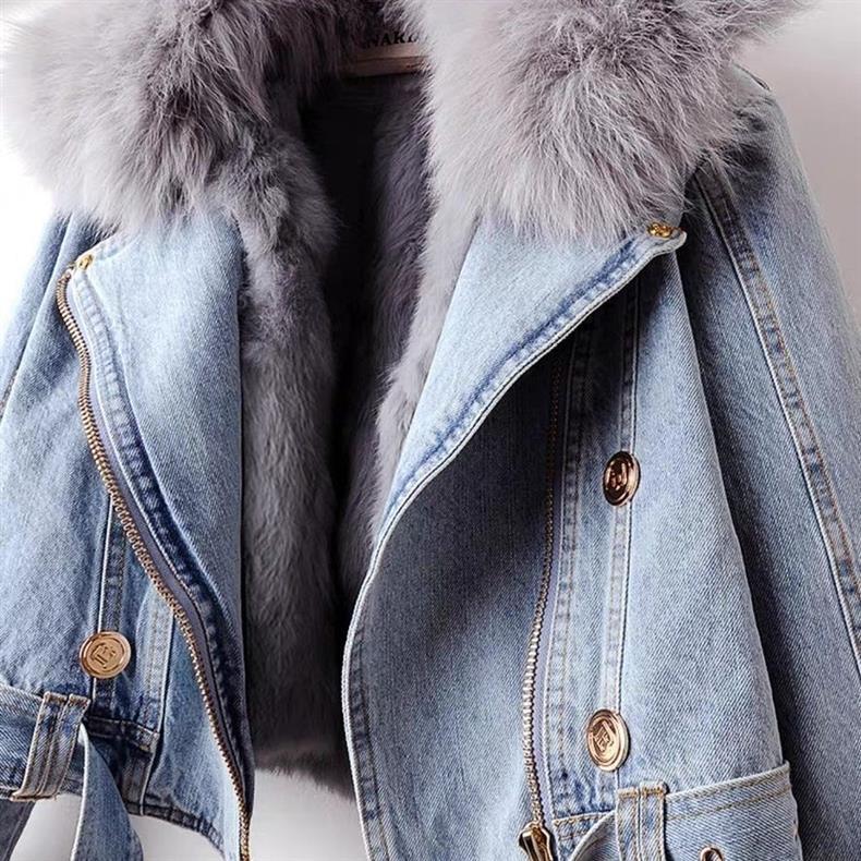 CELESTE | DENIM MOTO JACKET WITH FAUX FUR